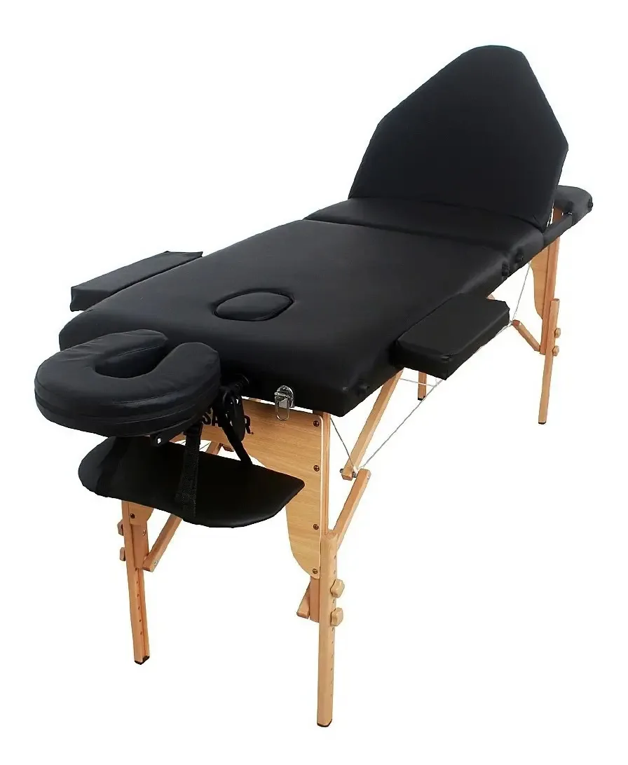 Divã Mala Reclinável E Dobrável Mesa Maca Massagem Estetica Cor Preto