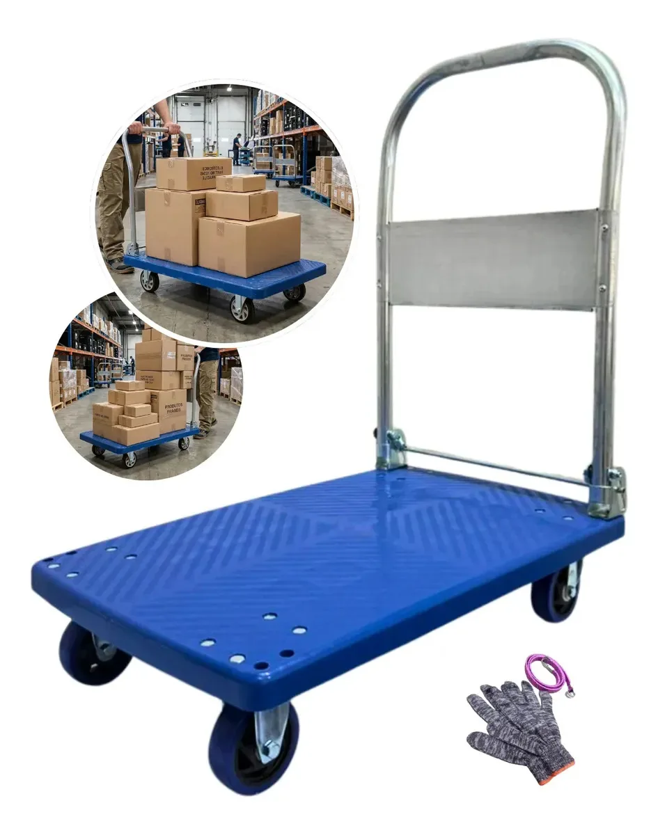Carrinho De Carga Plataforma Dobrável Capacidade 150kg Aço Tssaper