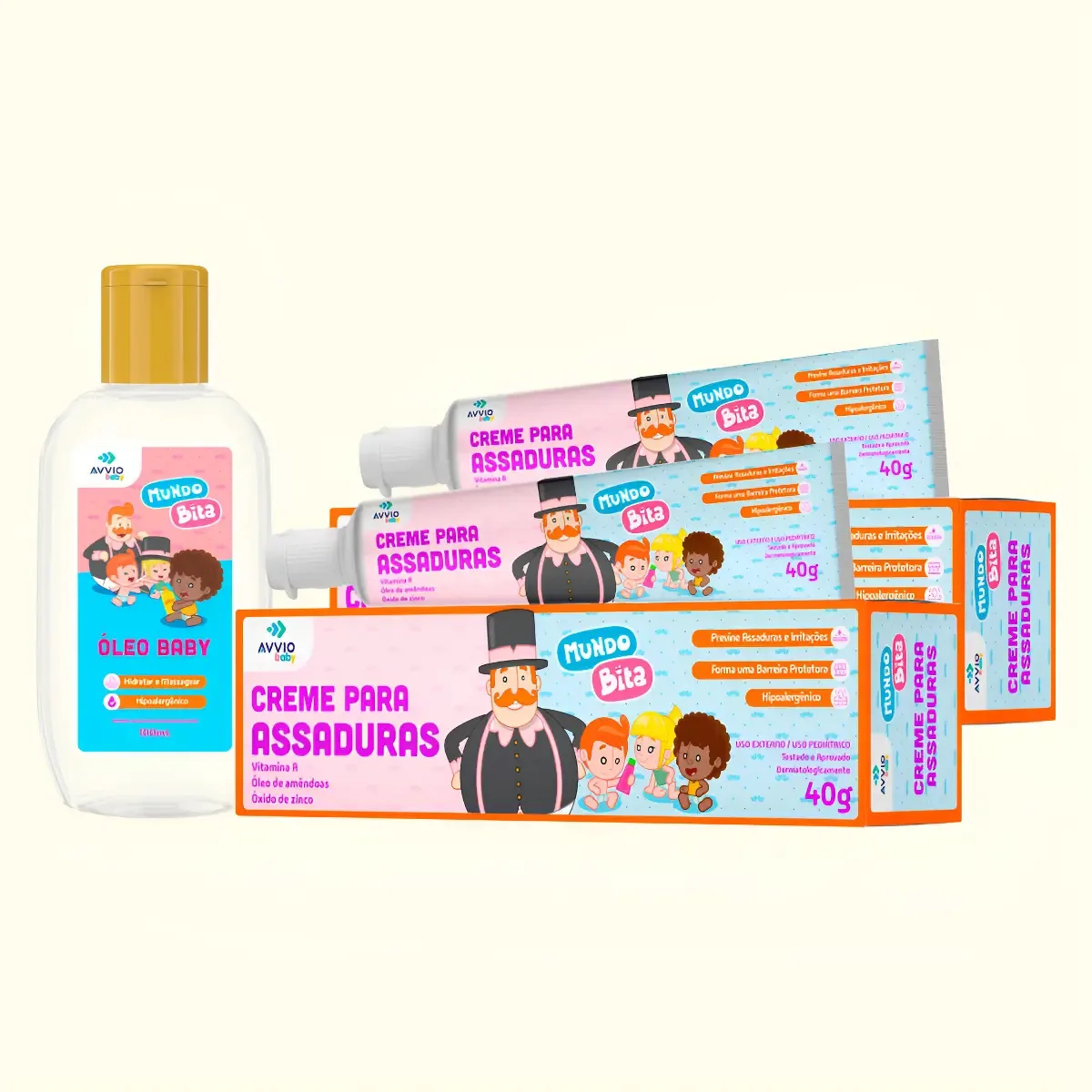 Kit 2 Talcos Baby + 1 Óleo Corporal Proteção Total