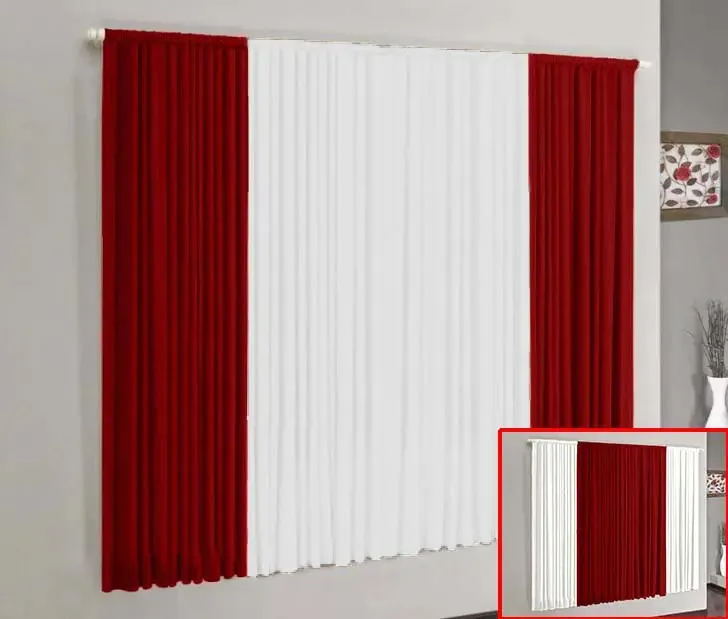 Cortina Versátil 3.00x2.50m - Vermelho E Branco