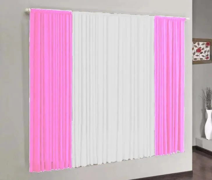 Cortina Versátil 4.00x2.50m - Rosa E Branco