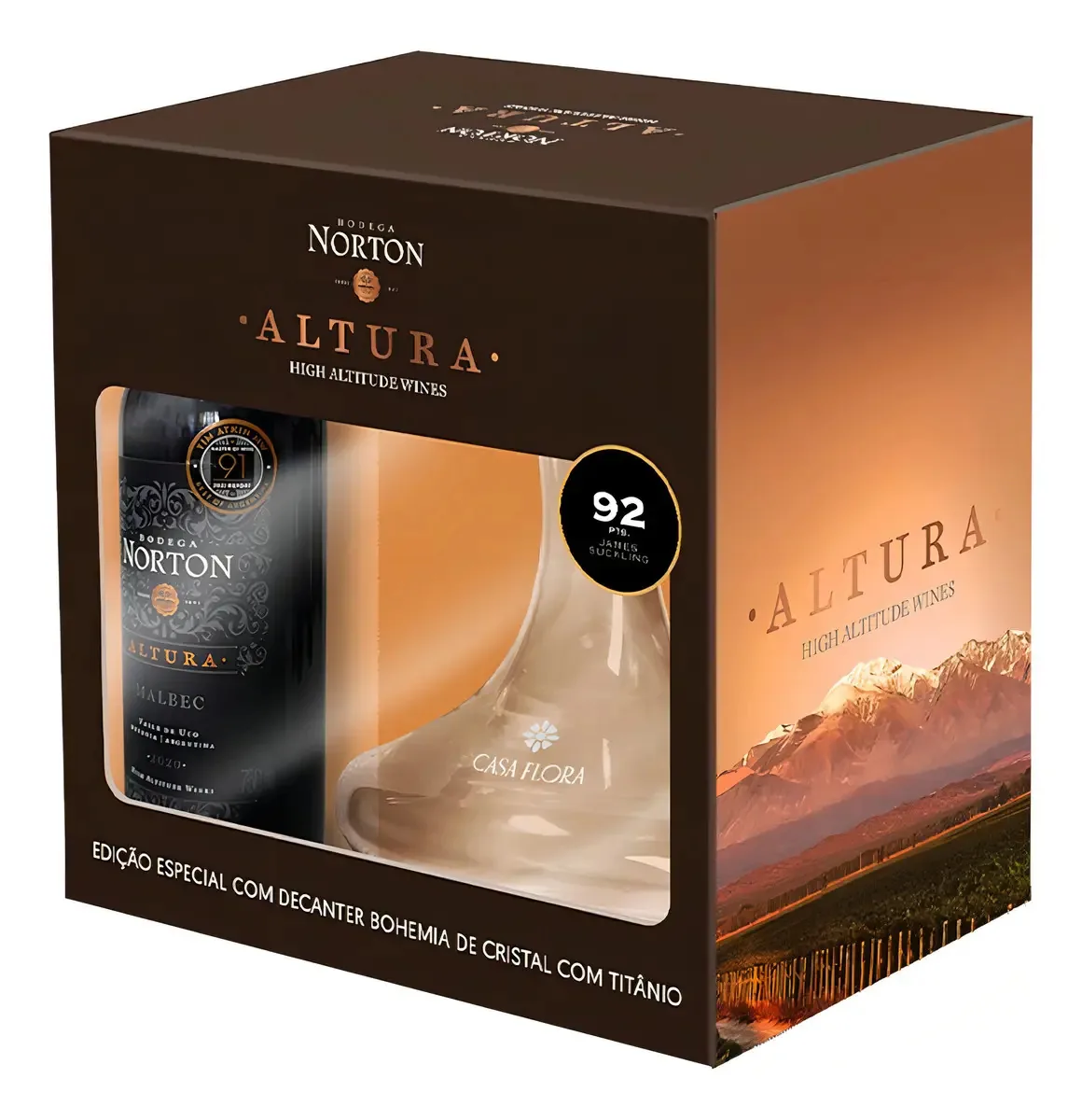 Vinho Tinto Argentino Altura Malbec Com Decanter Norton 750ml
