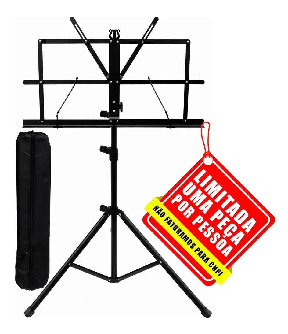 Porta Partitura Dobrável Schieffer SCHMS-001 Metal Preto com Estojo