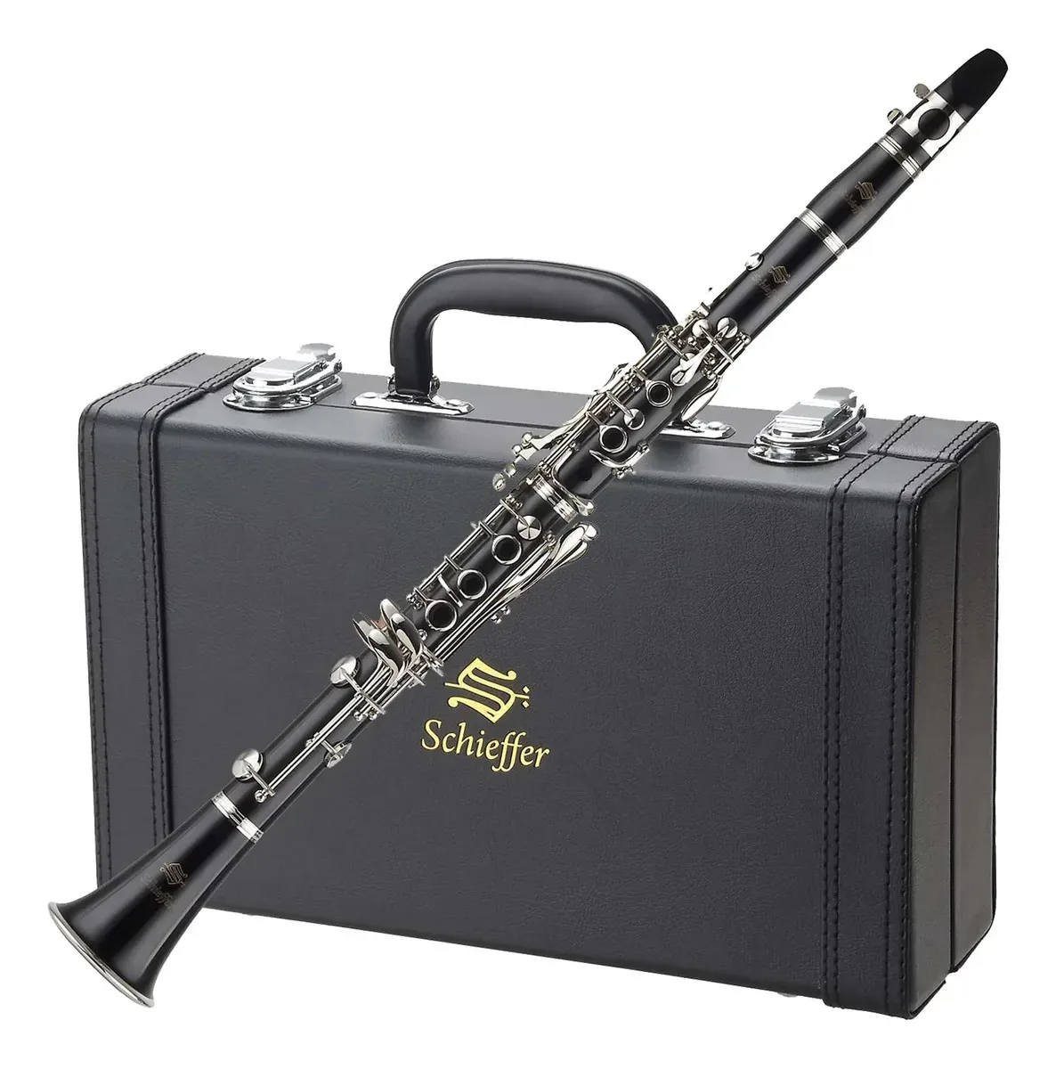 Clarinete Soprano Schieffer SCHCL-001E Ebonite 17 Chaves Si Bemol Niquelado