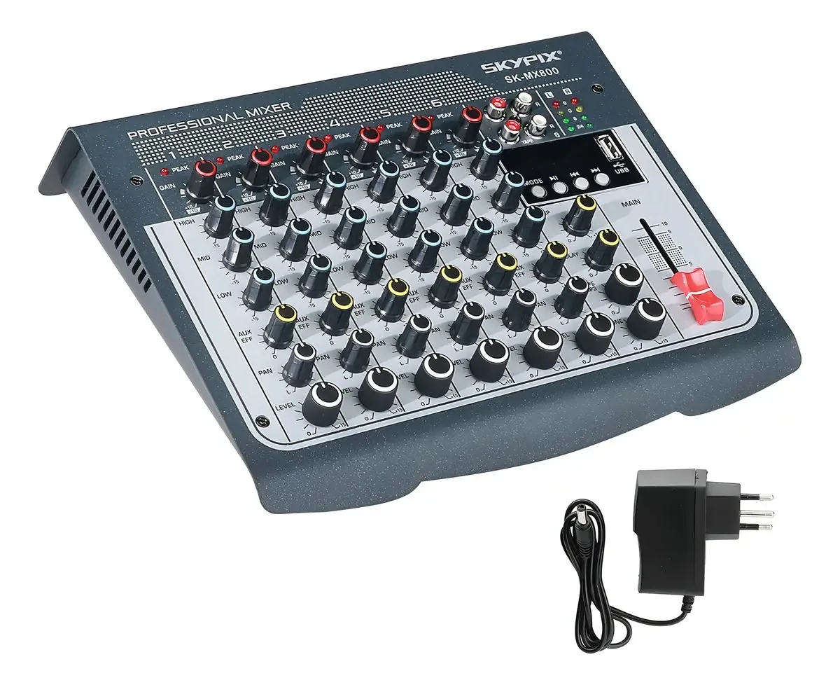 Mixer Som 8 Canais Bluetooth Usb Display Phantom Eq Ajustes