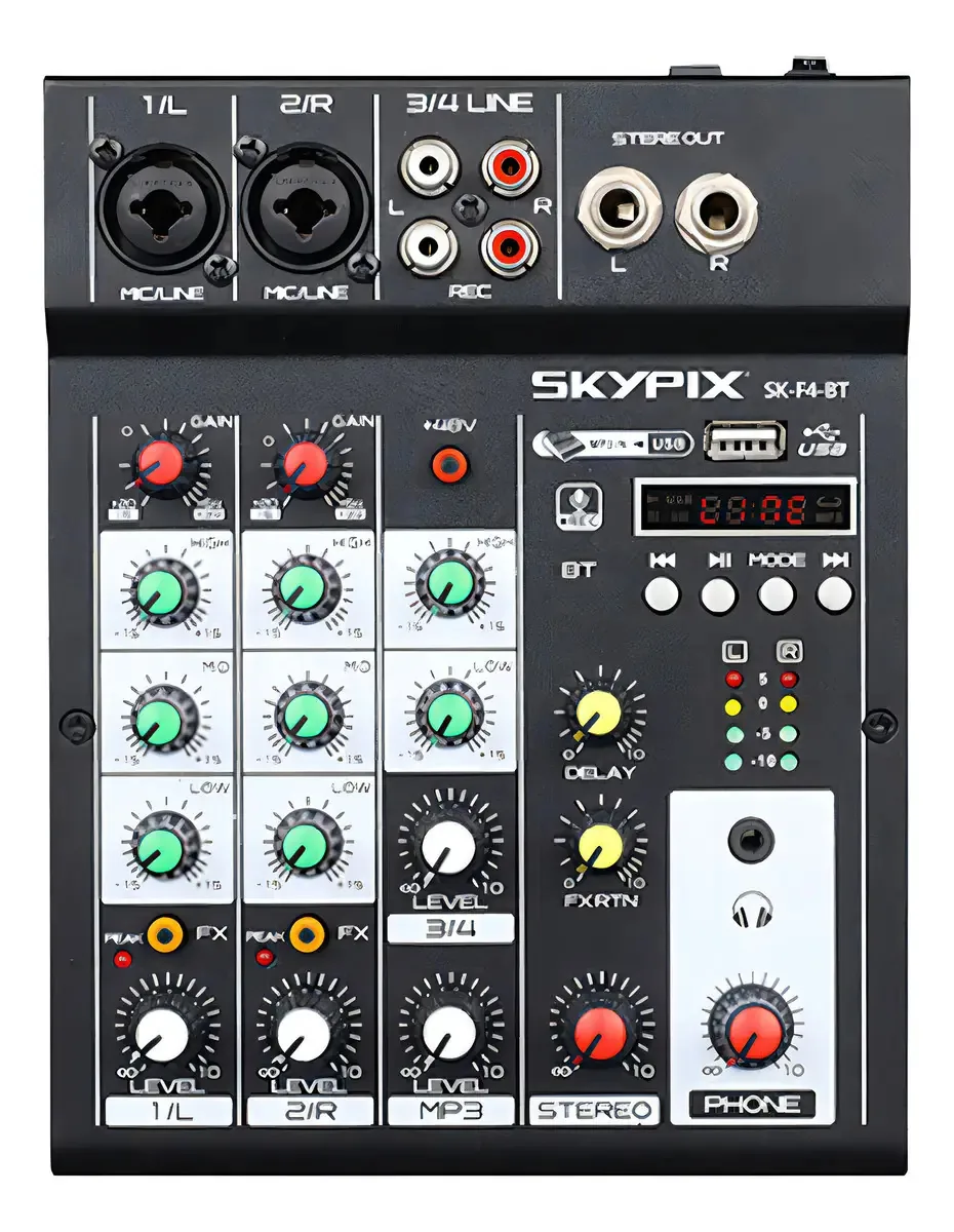 Mesa De Som Skypix Sk-f4-bt - 4 Canais Bivolt