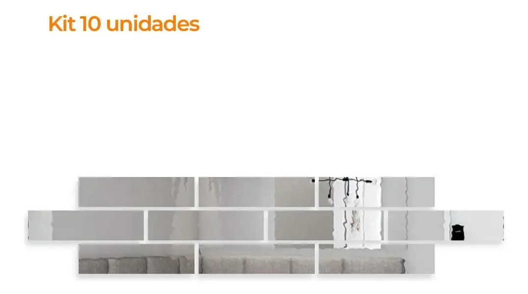 Kit 10 Espelhos Flexíveis Decorativos Adesivos Open Star 30x7.5cm