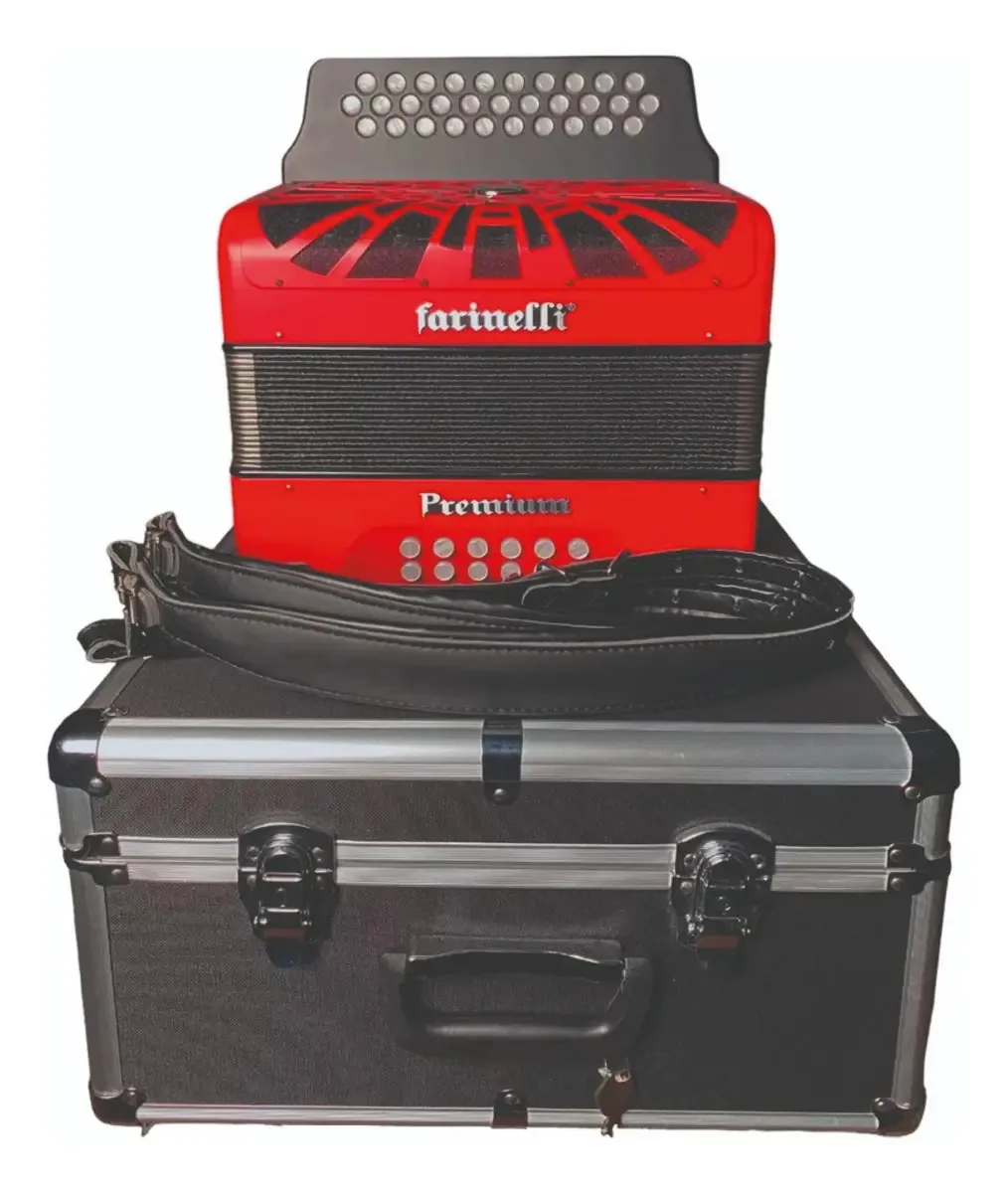 Botões Farinelli 3012frhg Accordion Premium de 5 vozes Red Fa