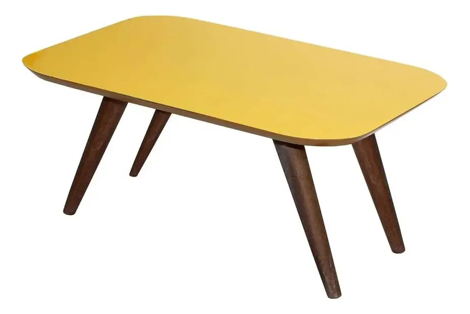 Mesa De Centro Retrô Diamantina Amarel Cor Amarelo