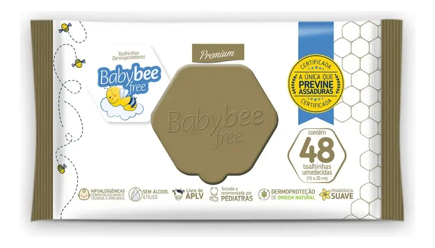 Lenços Umedecidos Babybee Free para Pele Sensível, 48 Unidades