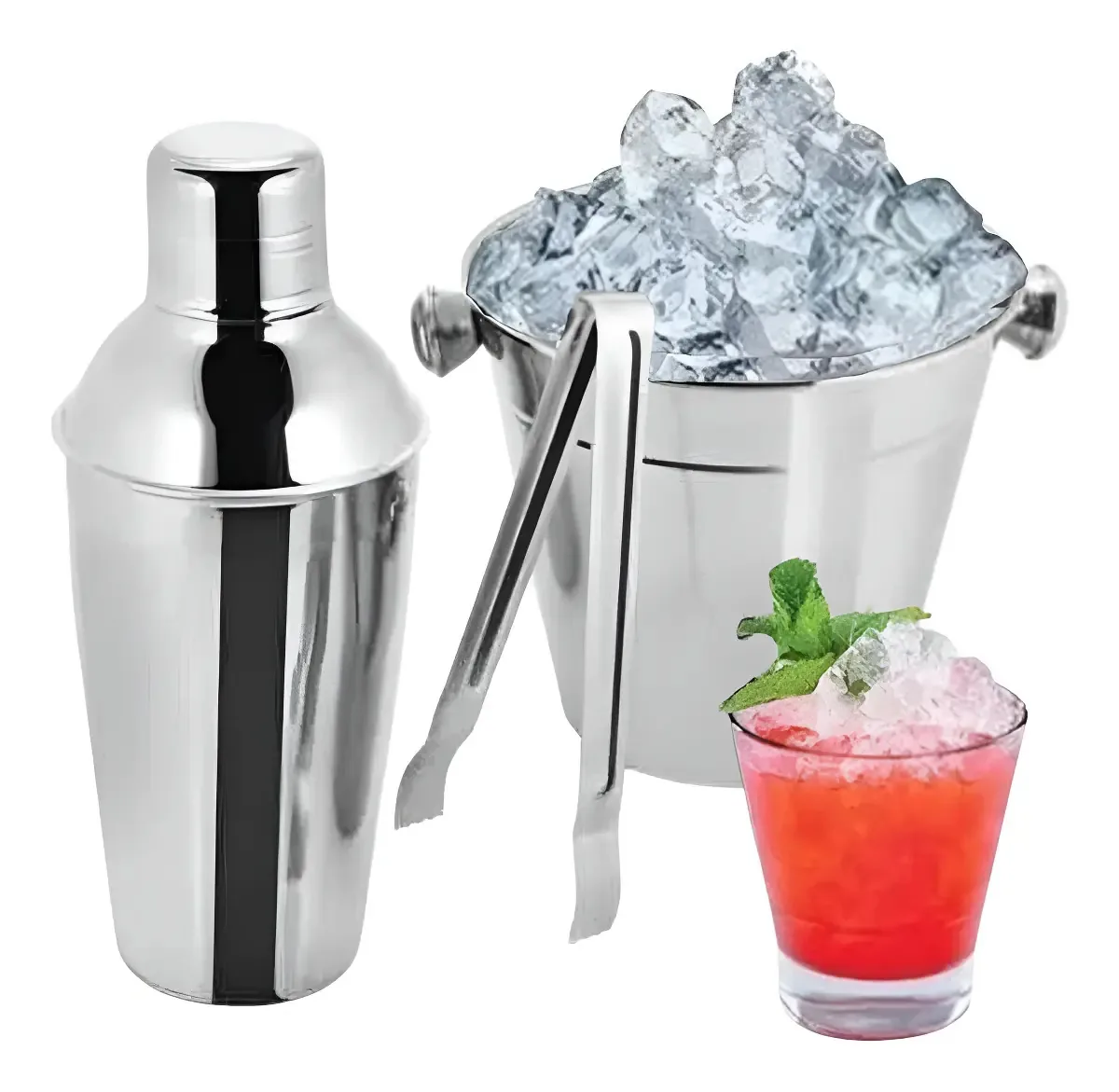 Coqueteleira 500ml Balde 14cm Pegador Inox Classic Cor Cinza