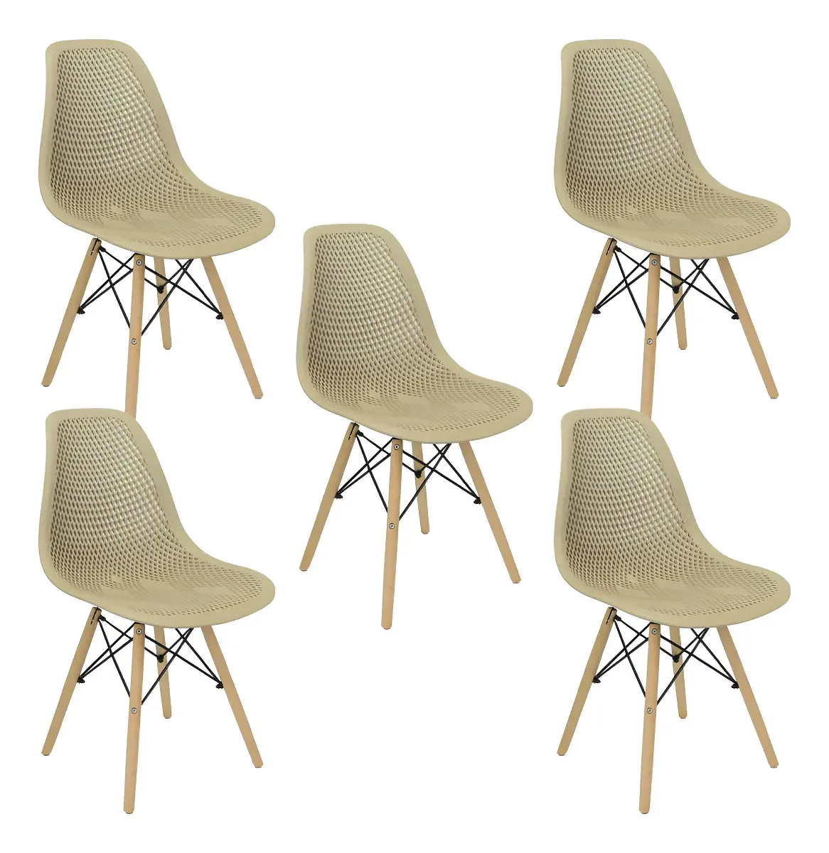 Kit 5 Cadeiras Colmeia Furadinha Heloisa Eloá Charles Eames Estrutura Da Cadeira Preto