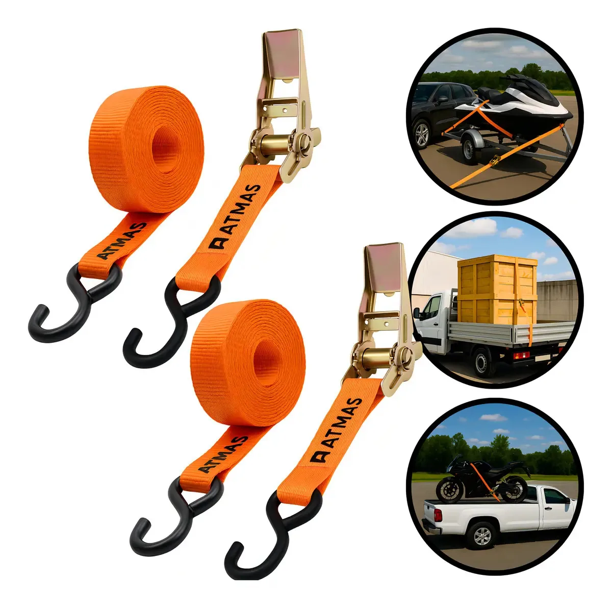 Kit 2 Cintas Catraca Reforçada para Amarração de 700 kg