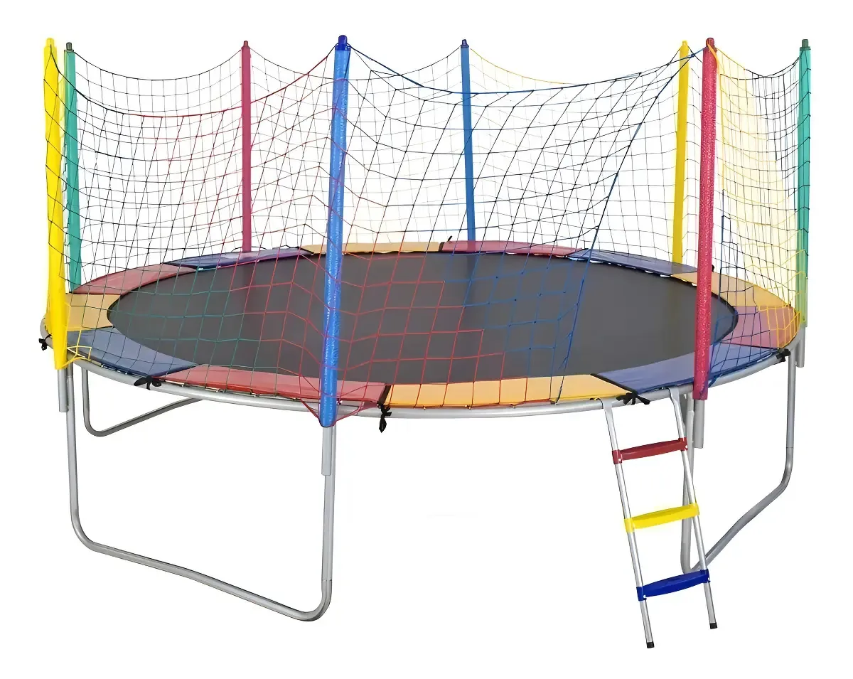 Cama Elástica Papibrink Full Colors Premium 3,66m Com Rede de Proteção e Lona Preta