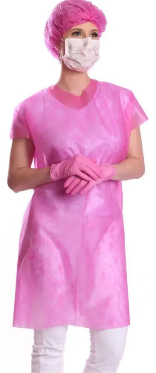 Avental Descartável Rosa Protdesc Sem Manga TNT 20gm Pacote 10un