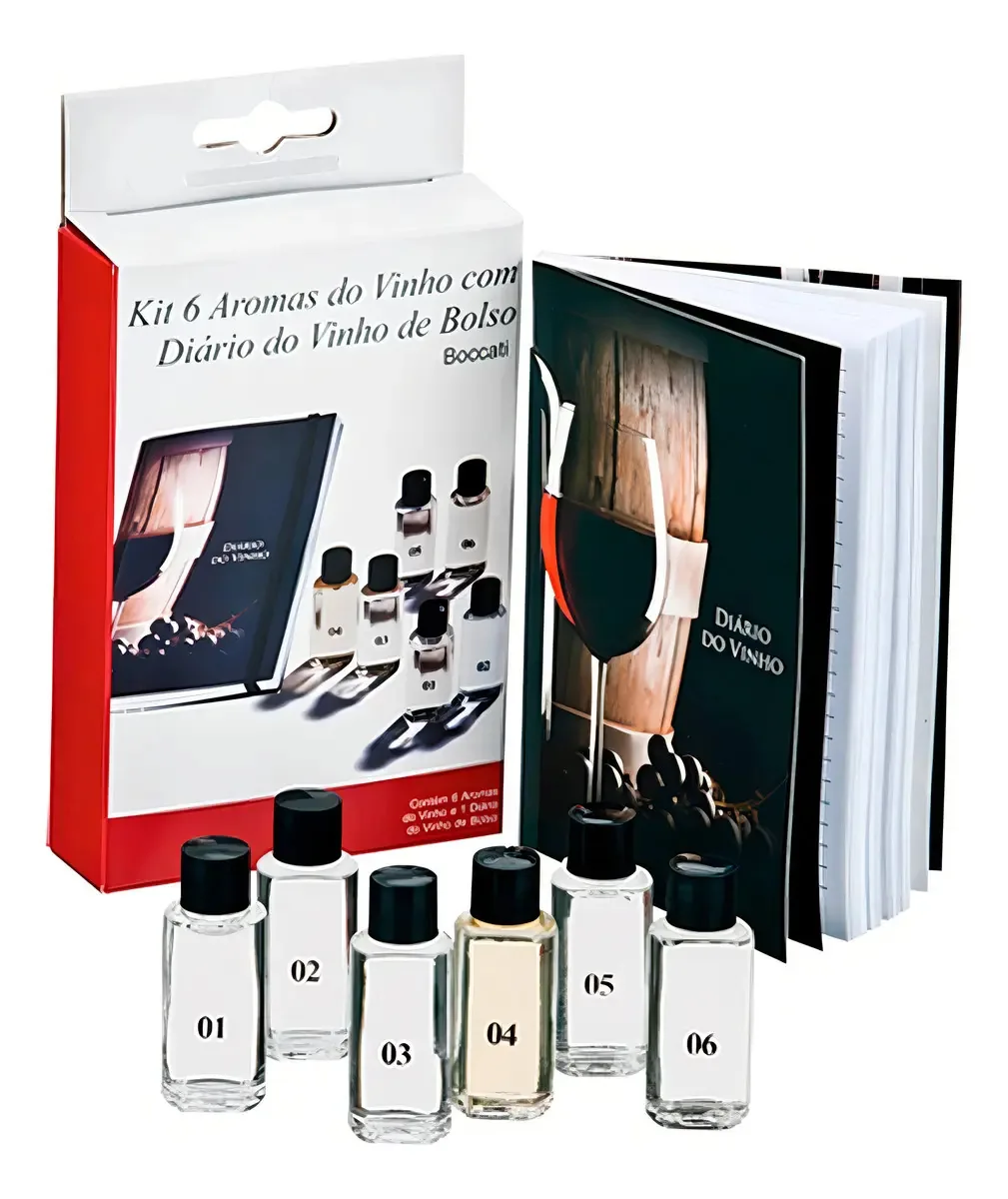 Kit Aromas Vinhos Espumantes 6 Frascos Diário Bolso Enólogo