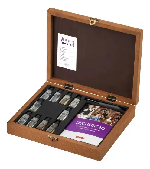 Kit Aromas do Vinho Boccati Com 10 Frascos e Manual de Degustação