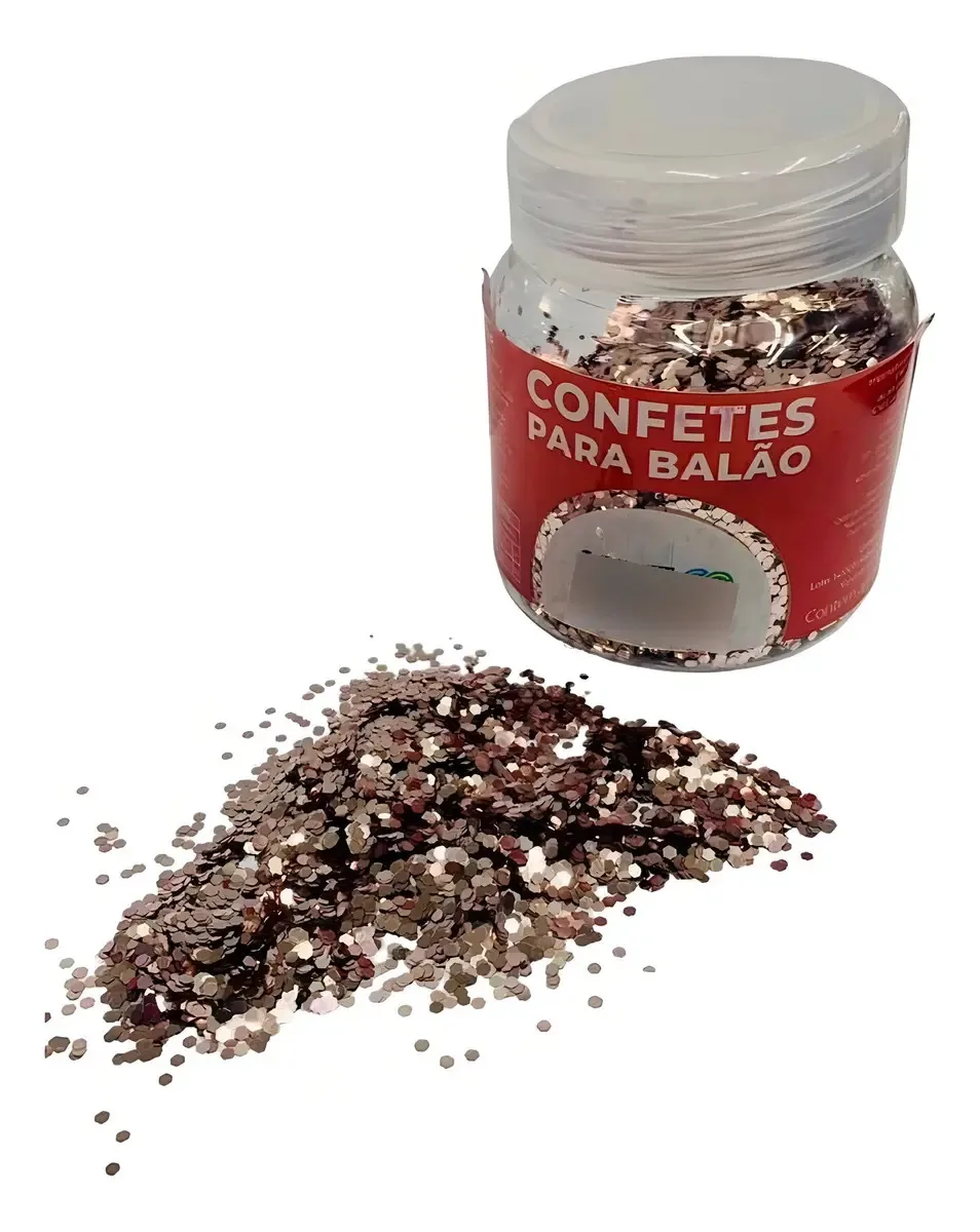 1 Confete Para Balao Metalizado Rose Gold Bronze 50gr Bubble