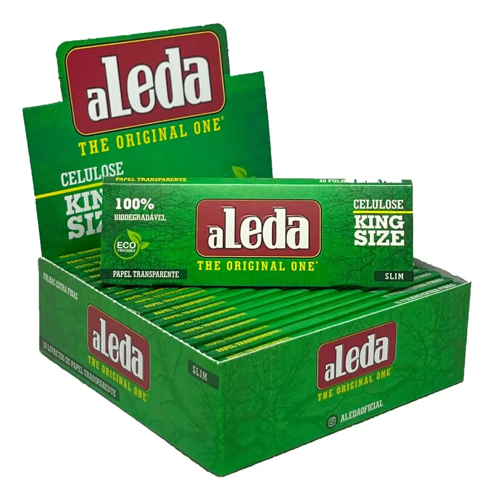 Papéis Fumar Aleda Celulose Transparente King Size Caixa 20 Livretos