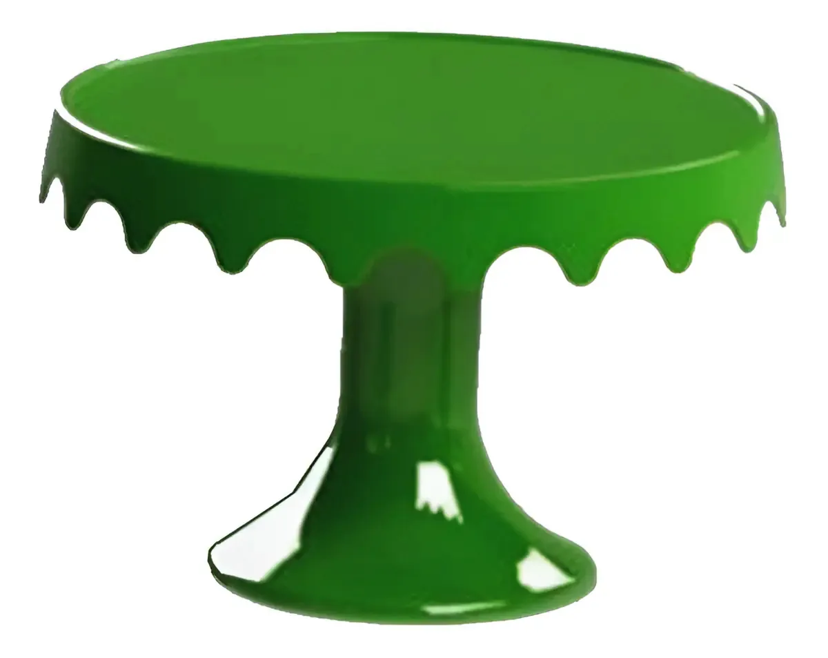 Boleira Plástica Verde Bandeira Com Pé Para Bolos e Docinhos