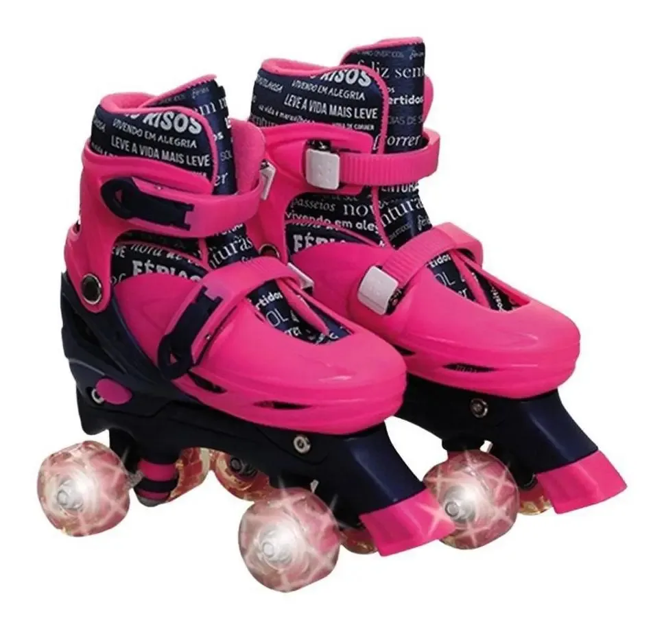 Patins 4 Rodas Paralelas Com Luz Fem P