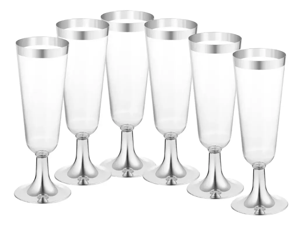 Taças Udlandia Taças Champagne / Espumante bordas prata de 150mL6 unidades