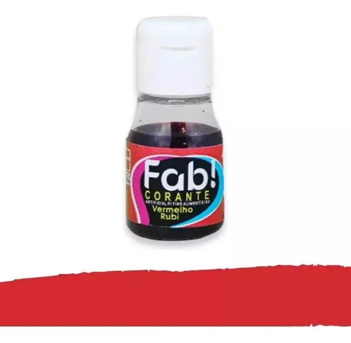 Corante Liquido Vermelho Rubi 10ml Fab