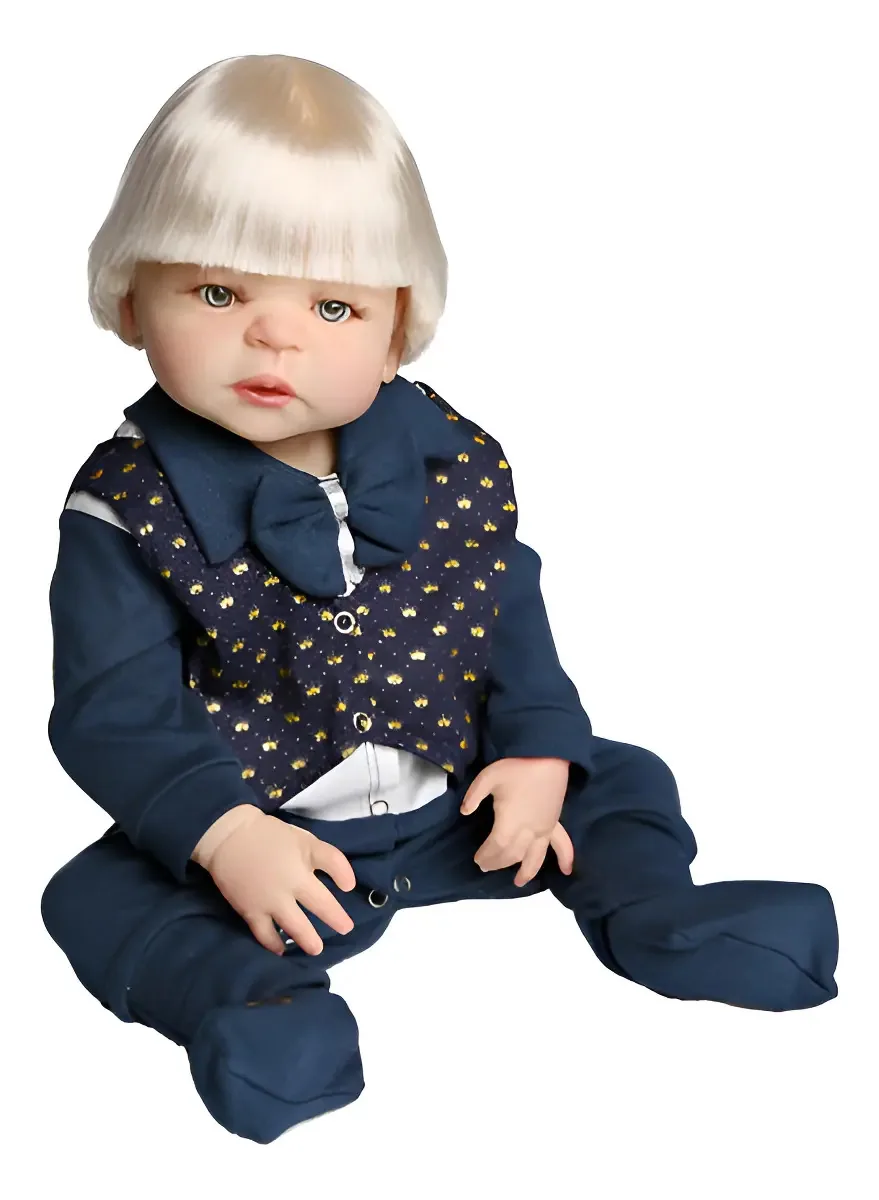 Bebê Reborn Menino Loiro Silicone 55cm Pronta