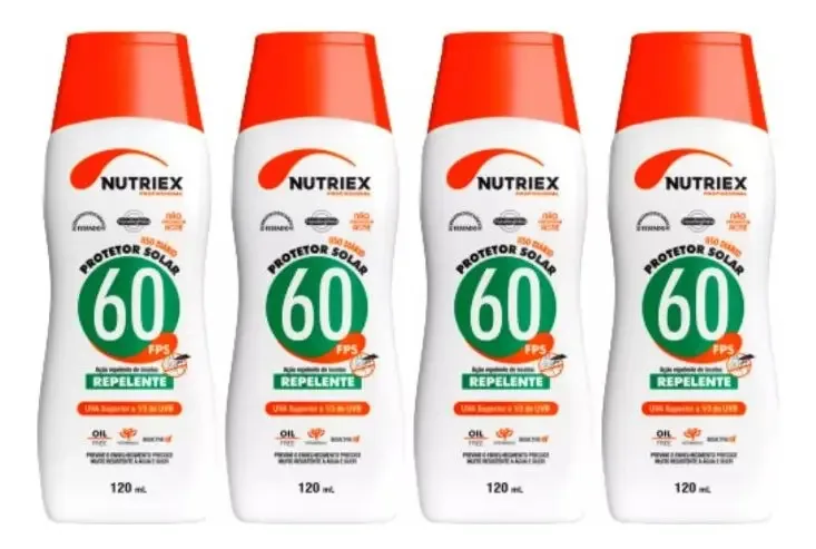 Kit 4 Protetores Solar Fps 60 Corporal C/ Repelente 120ml