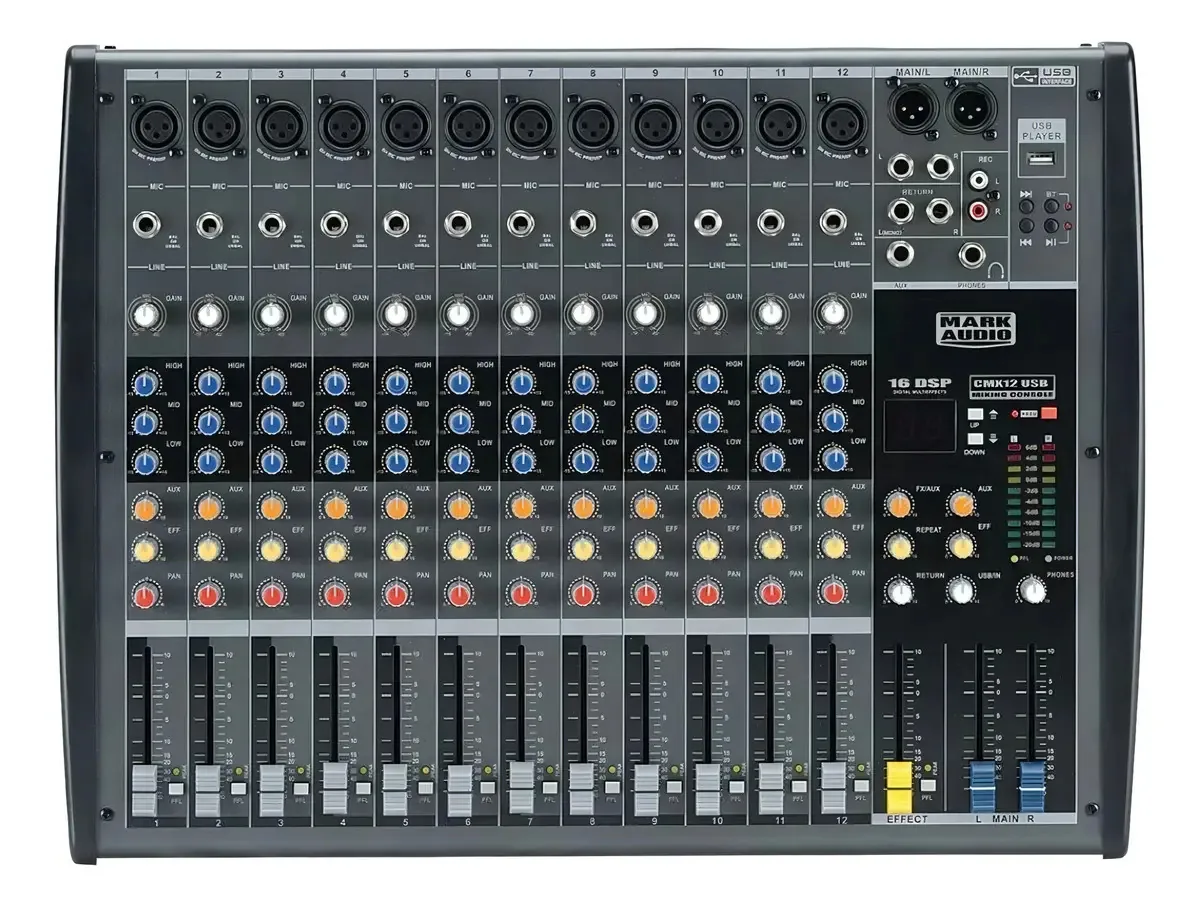 Mesa de Som Analógica Mark Audio CMX12 USB 12