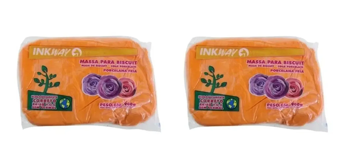 2 Un Massa Para Biscuit 85g Uso Escolar, Artesanato Em Geral Cor Laranja