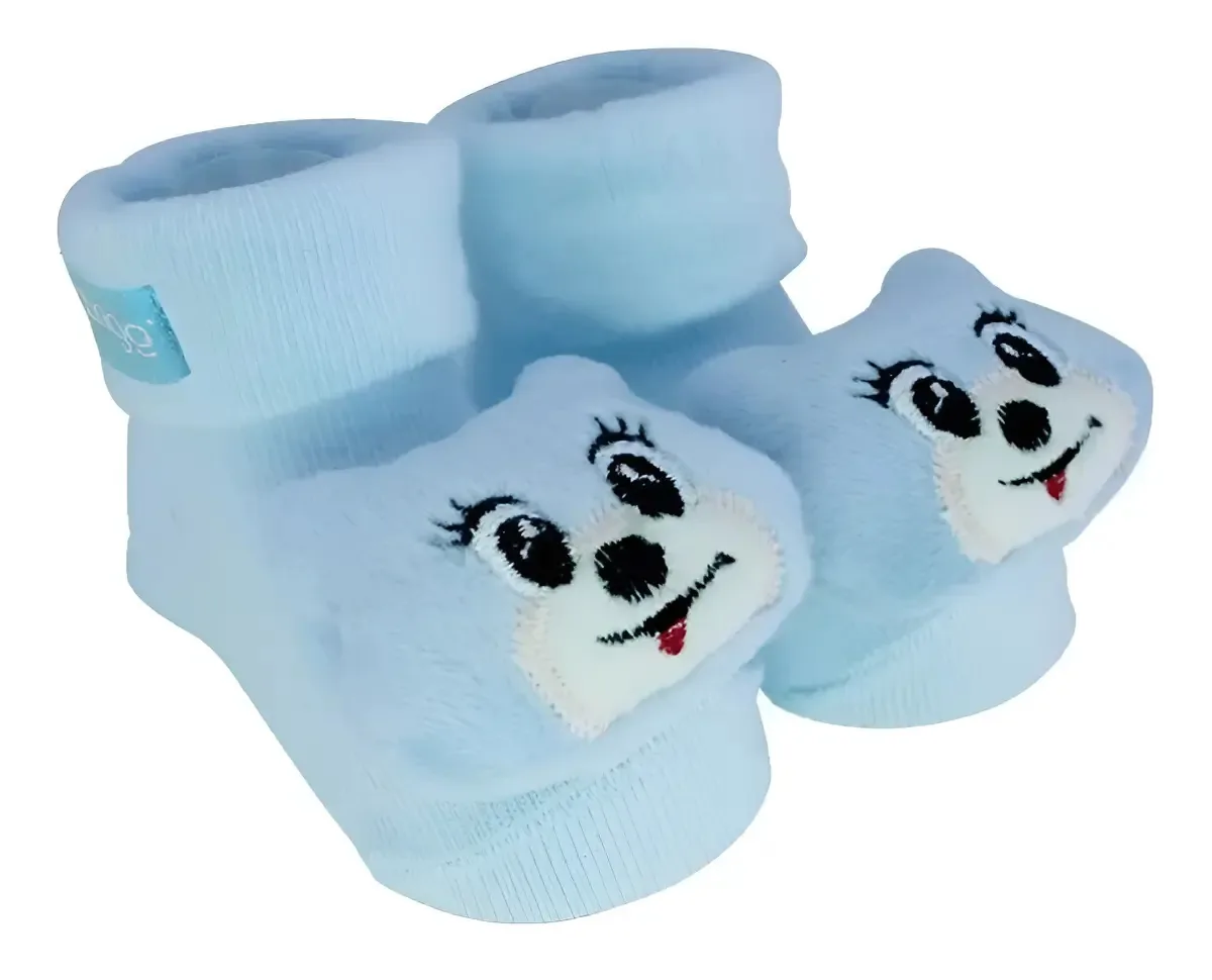 Pantufas Com Chocalhos Clingo Gatinho Azul