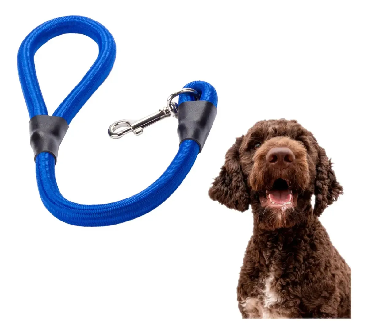 Guia Roliça Adestramento Grossa 60cm Para Cães Passeio Cor Azul