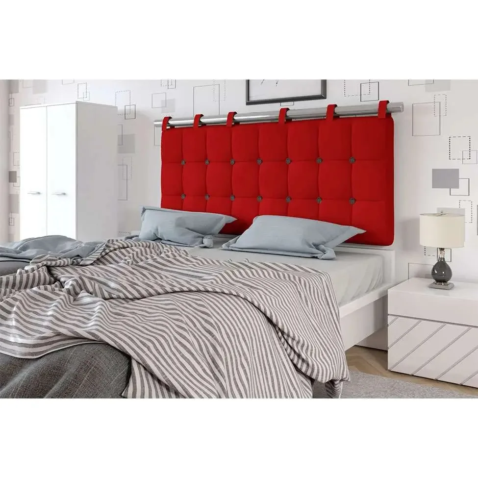 Cabeceira Queen Futon Suede Vermelho