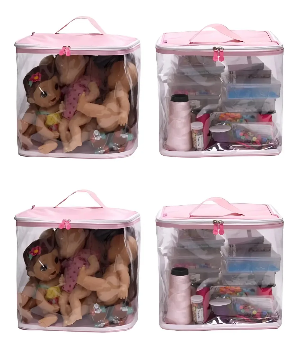 Kit 4 Sacos Organizadores Grandes Para Brinquedos Big Box Cor Rosa