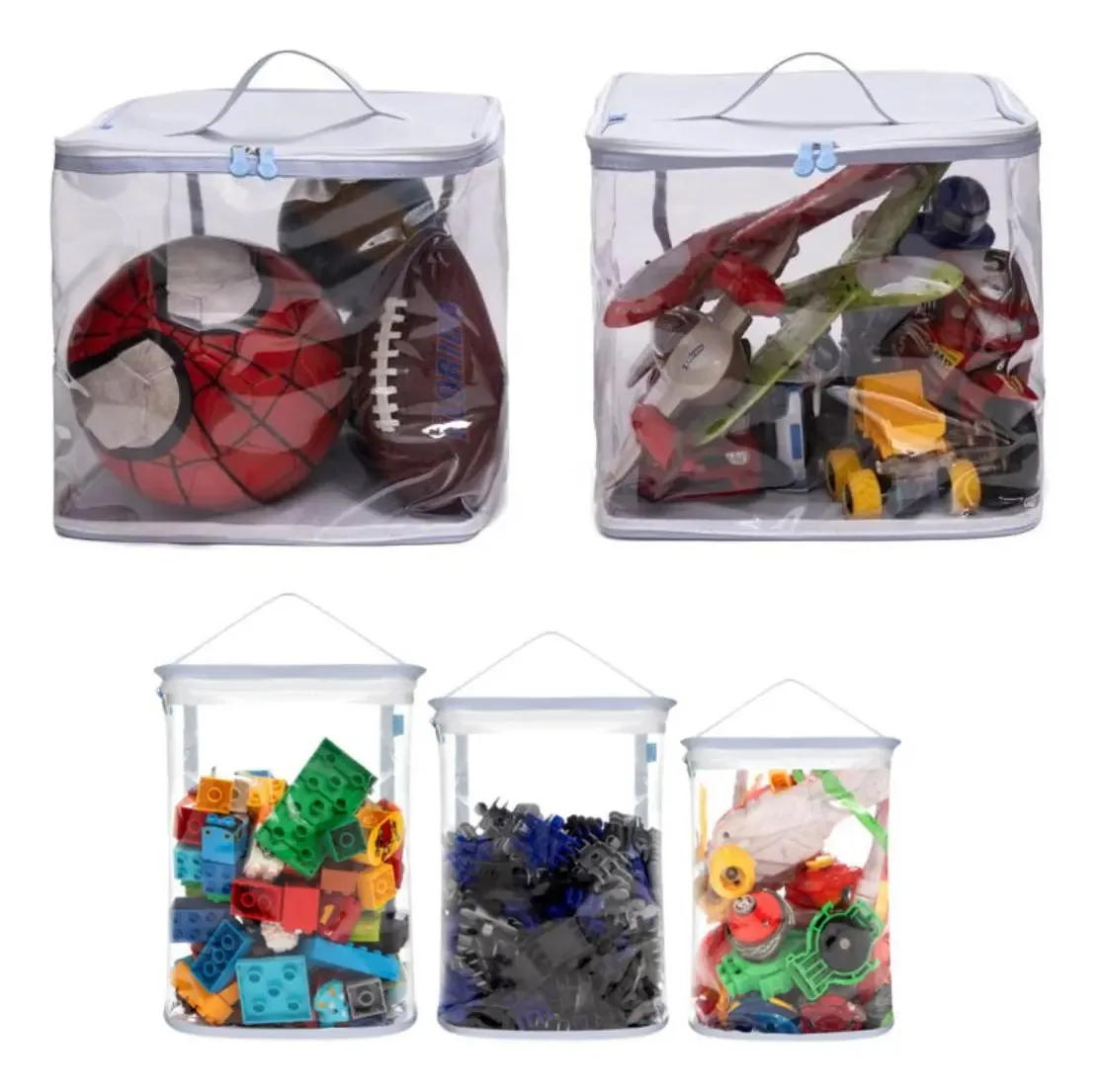 Kit Organizadores Para Brinquedos Infantis Com Zíper Cor Azul