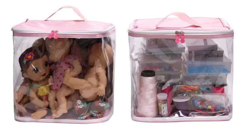 Dupla De Organizadores Grande Para Brinquedos Big Box Cor Rosa