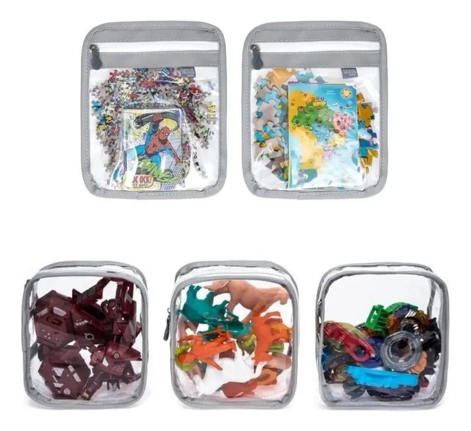 Kit Mini Com 5 Organizadores Pequenos Para Brinquedos Cinza