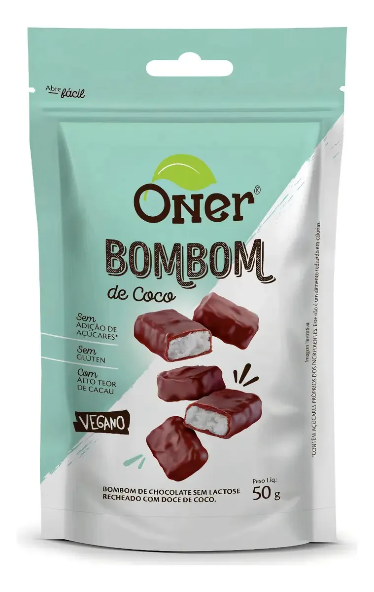 Oner Bombom de Coco - Zero Açucar e Vegano - 50g