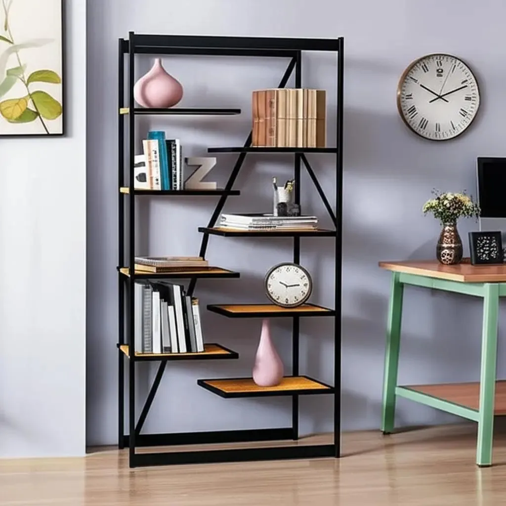 Estante Para Livros Innovare 8 Prateleiras Preto/canela Cor Marrom