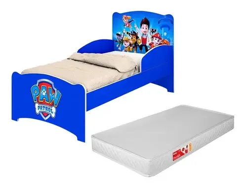 Cama Infantil Patrulha Canina Com Colchão Para Meninos