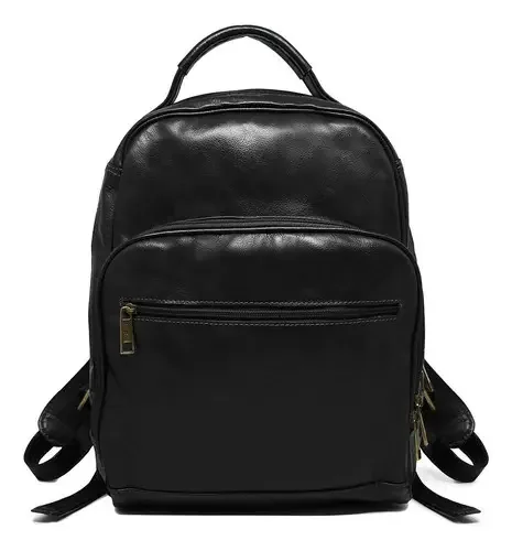 Mochila de couro urbana Relicário Bolsas E Pastas cor preto lisa