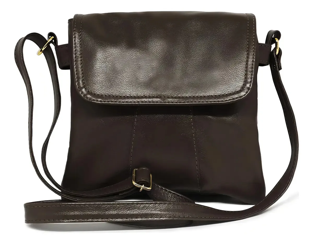 Bolsa Transversal De Couro Juliana - Marrom Café