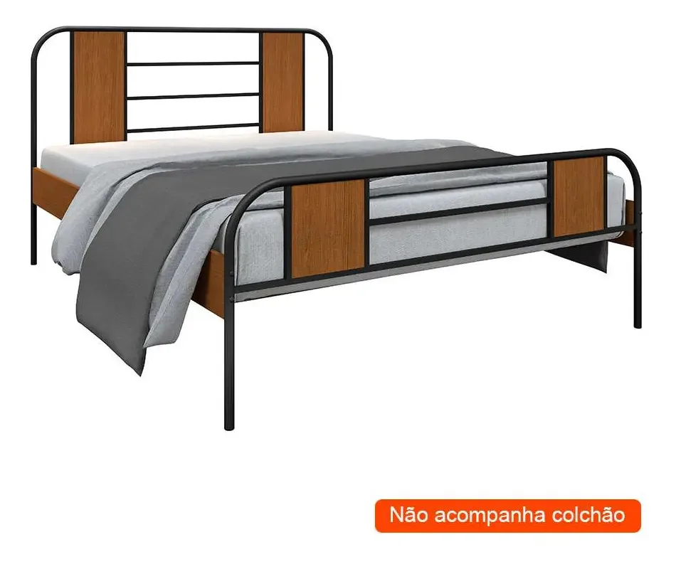 Cama Casal Sevilha Canela E Preta Cor Marrom