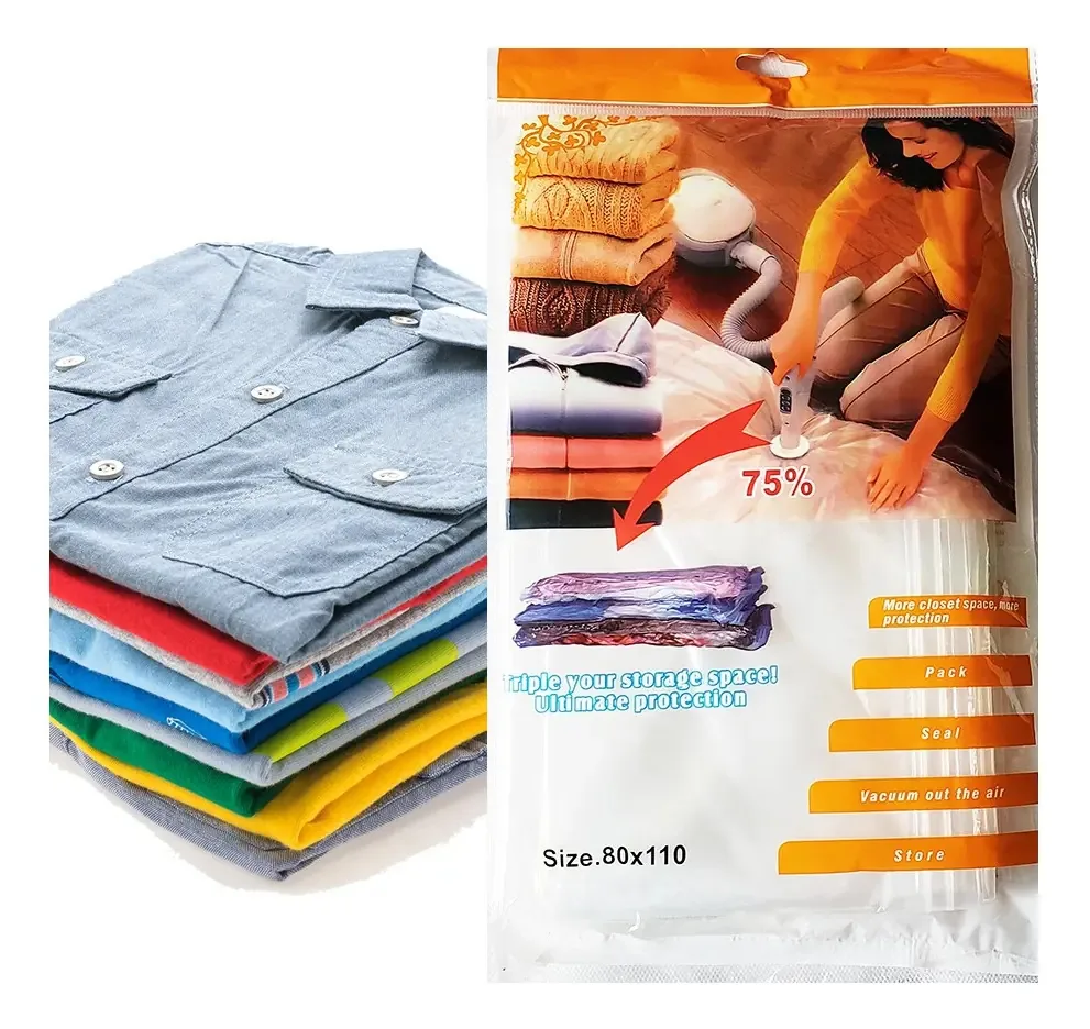 Kit 5 Sacos Vacuo Organizador De Roupa 80x110