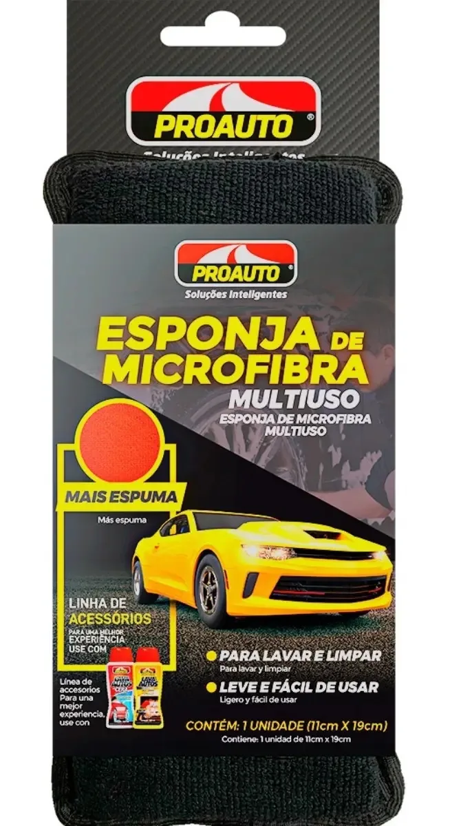 Esponja Multiuso Microfibra Proauto 11cm X 19cm