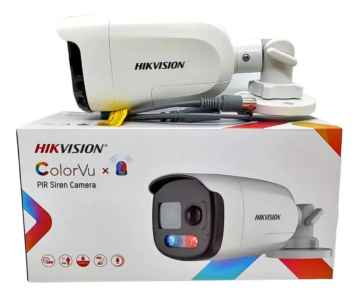 02 Cameras Hikvision 2megas Colorvu 40mts Lente2,8mm Cor Branco