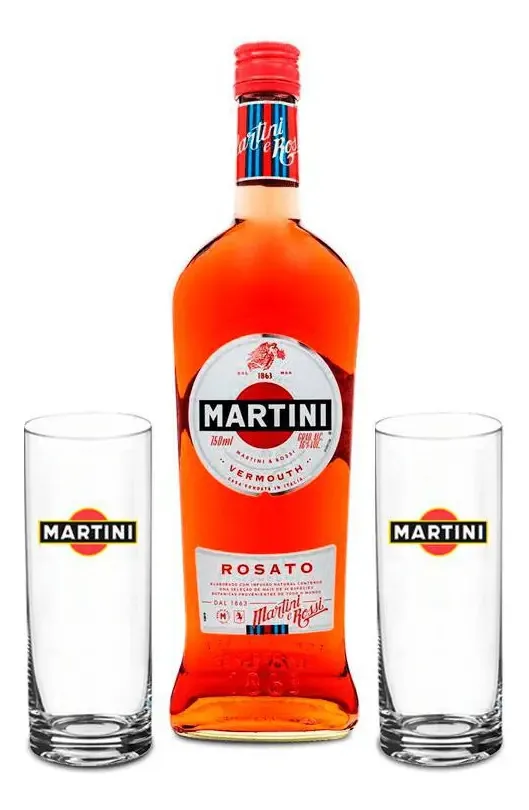 Vermouth Martini Rosato 750ml + 2 Copos Vidro Martini
