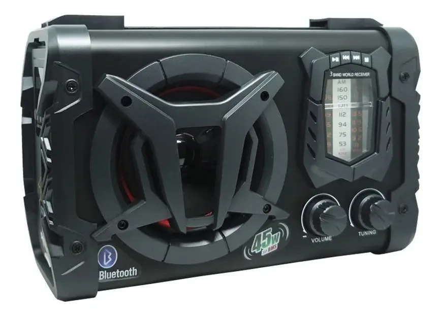 Caixa Som Amplificada Bluetooth 45w Usb Fm Bateria Relógio