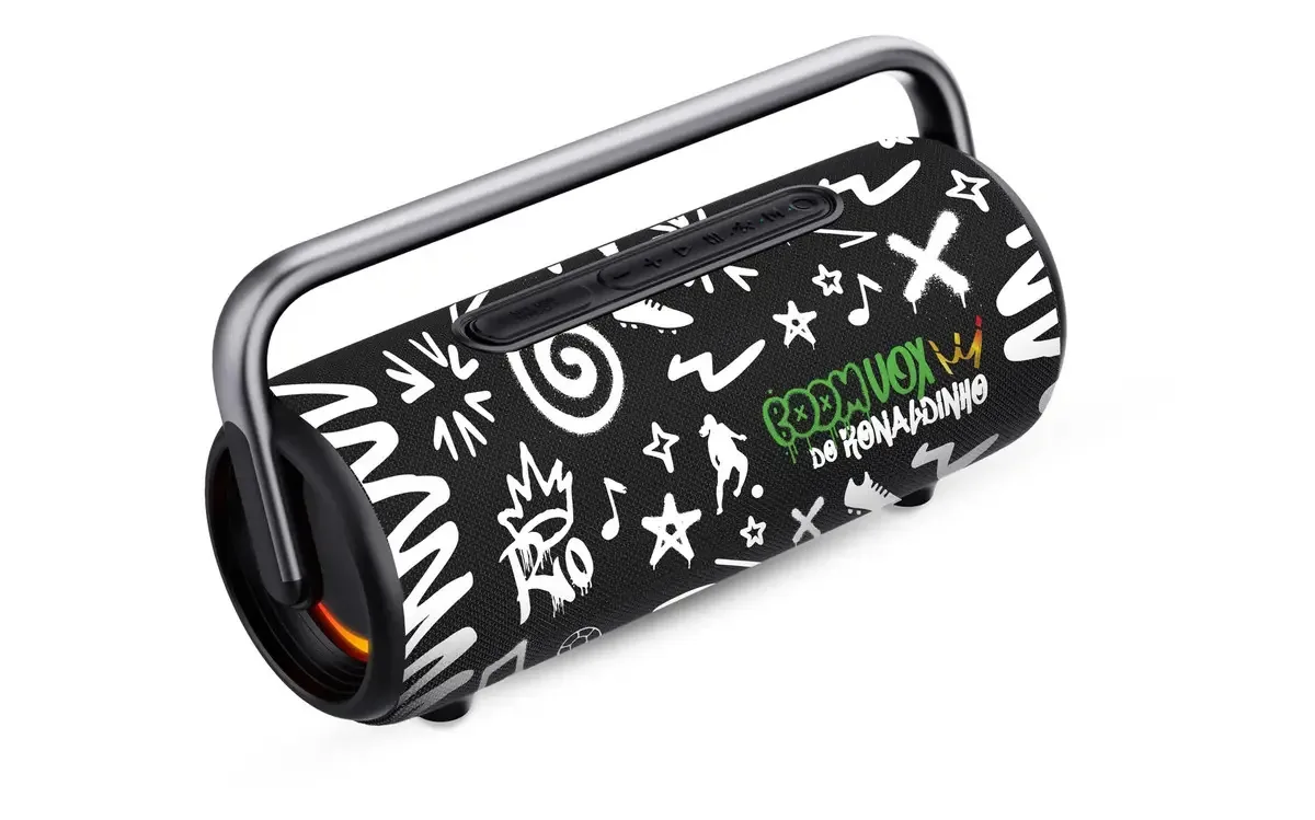 Caixa De Som Boombox R10 Amvox 610w Aca 610 Grafite Bateria Até 12h